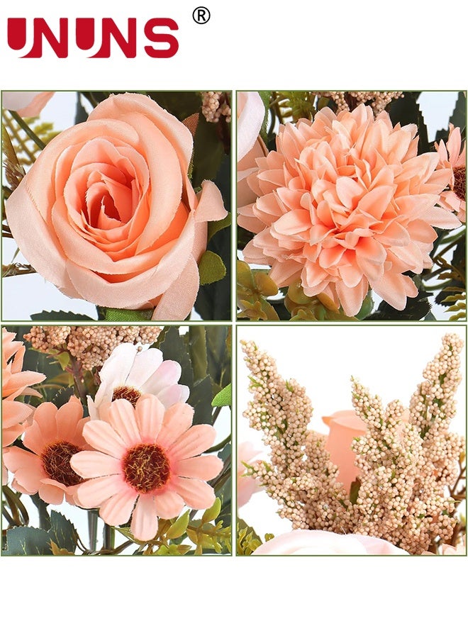 UNUNS Artificial Flowers,Artificial Plants Like Real Artificial Bouquet 3 Packs Silk Artificial Roses Bouquet with Daisy Chrysanthemum Champagne Flowers for Centerpiece Table Wedding Party Home Decor - Image 4